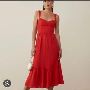 Reformation Celestial dress in cherry, red size 4